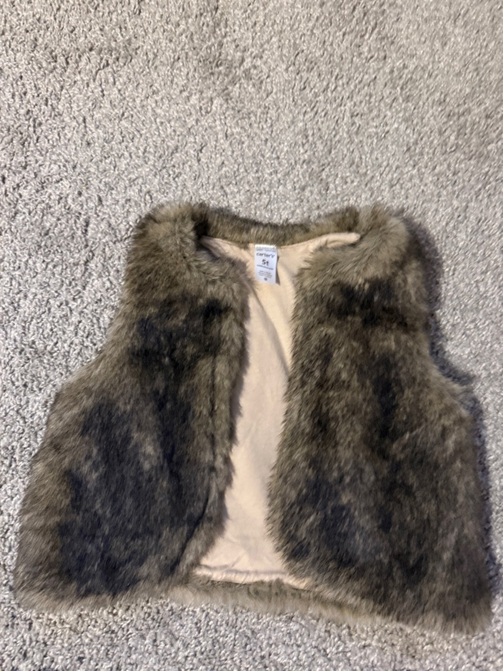 Carter's Faux Fur Vest in Brown and Cream